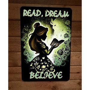 Read Dream Believe‎ Alice in Wonderland 8x12 Metal Wall Sign Poster